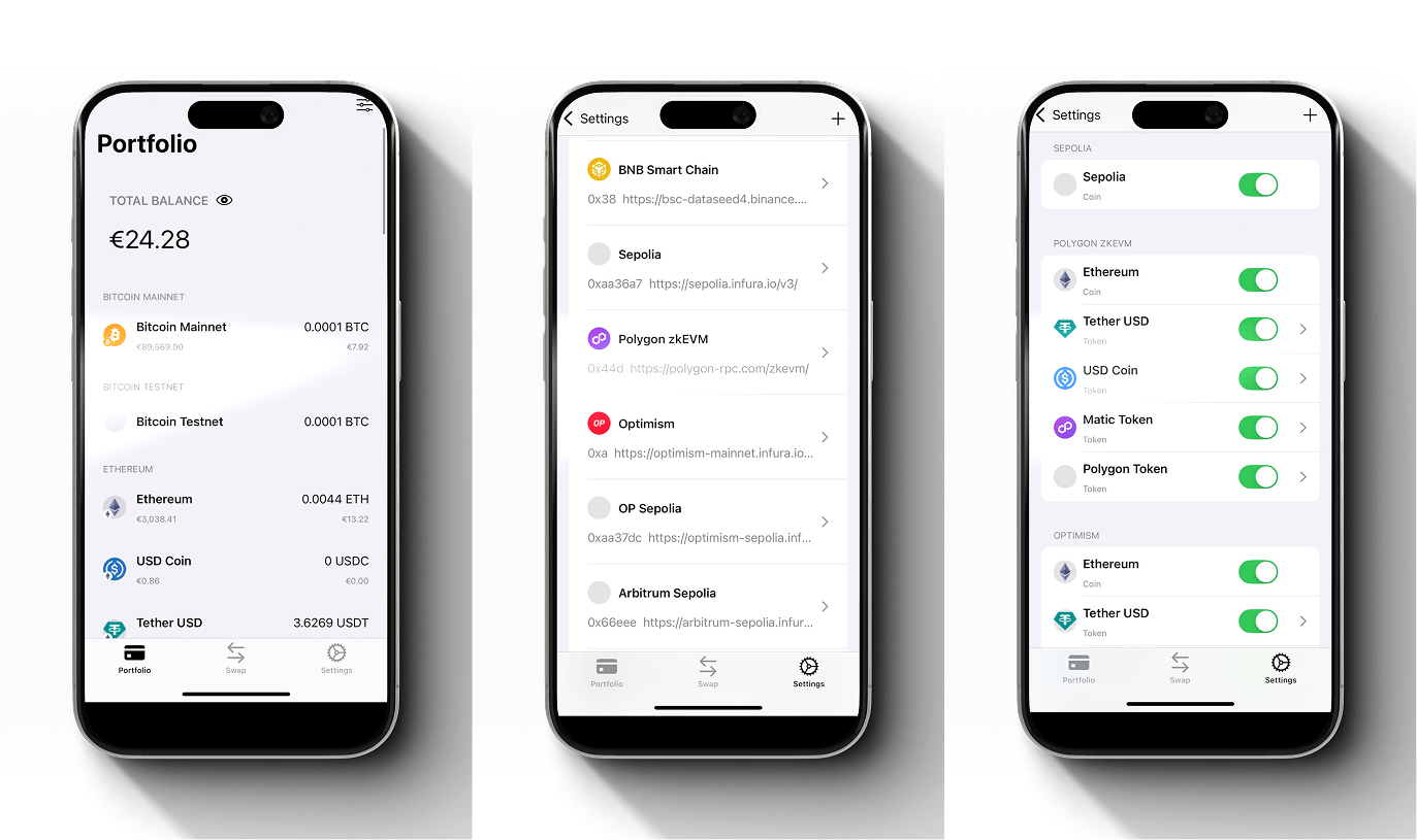 Open the Cryptnox Wallet app Go to the Networks section. Add or select the Sepolia Test Network